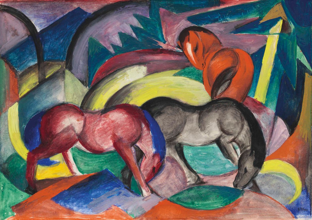 Trzy konie, 1912. autorstwa Franz Marc