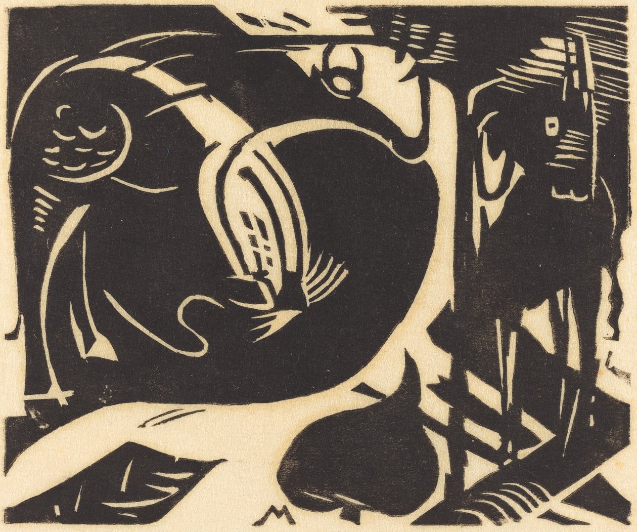 Dwa mityczne zwierzęta autorstwa Franz Marc