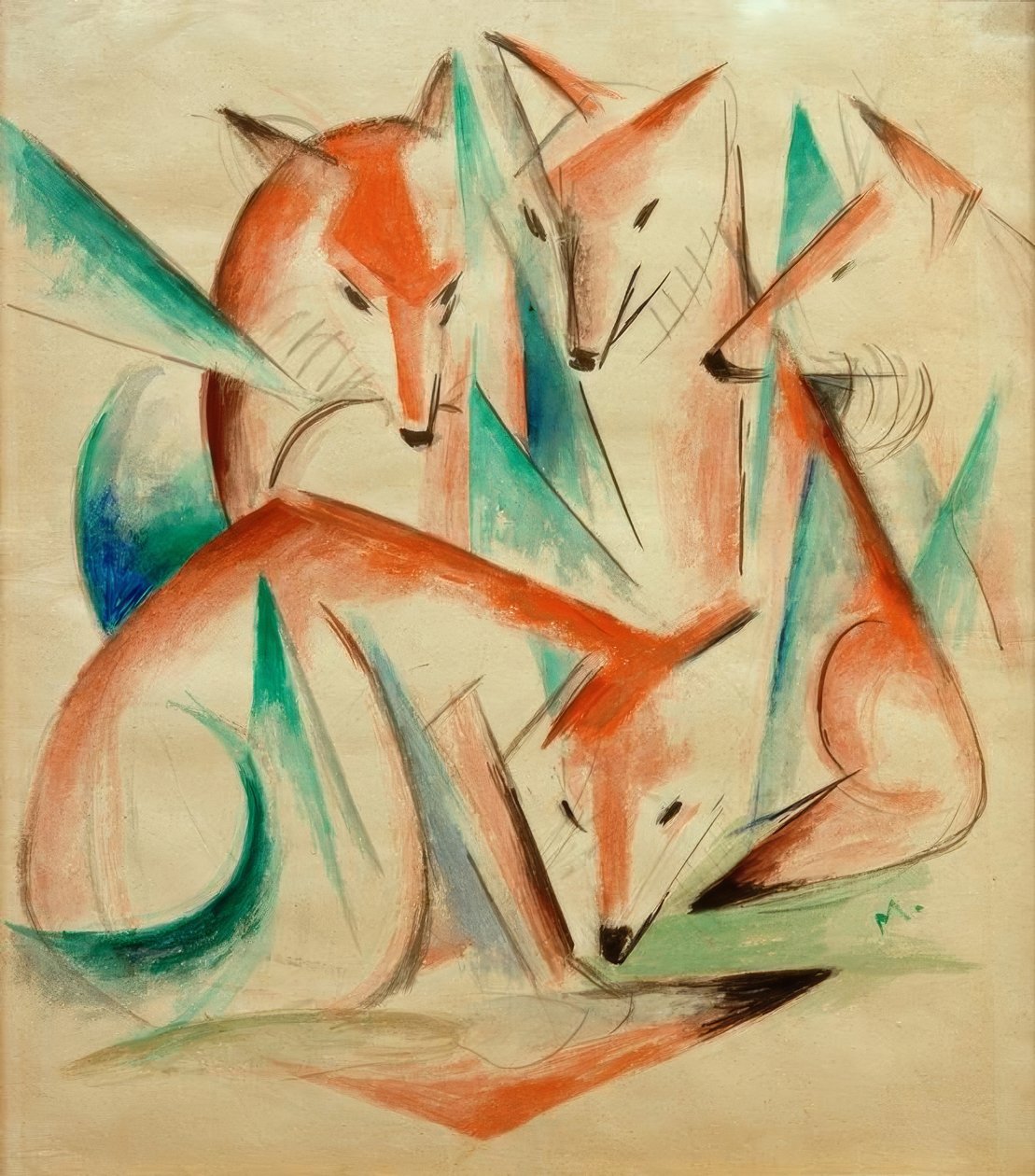 Cztery lisy autorstwa Franz Marc