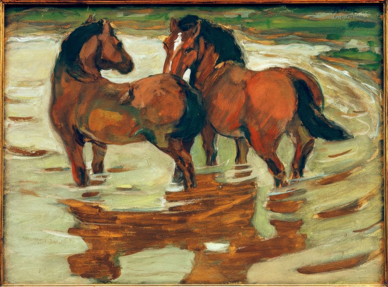 Dwa konie w wodzie autorstwa Franz Marc