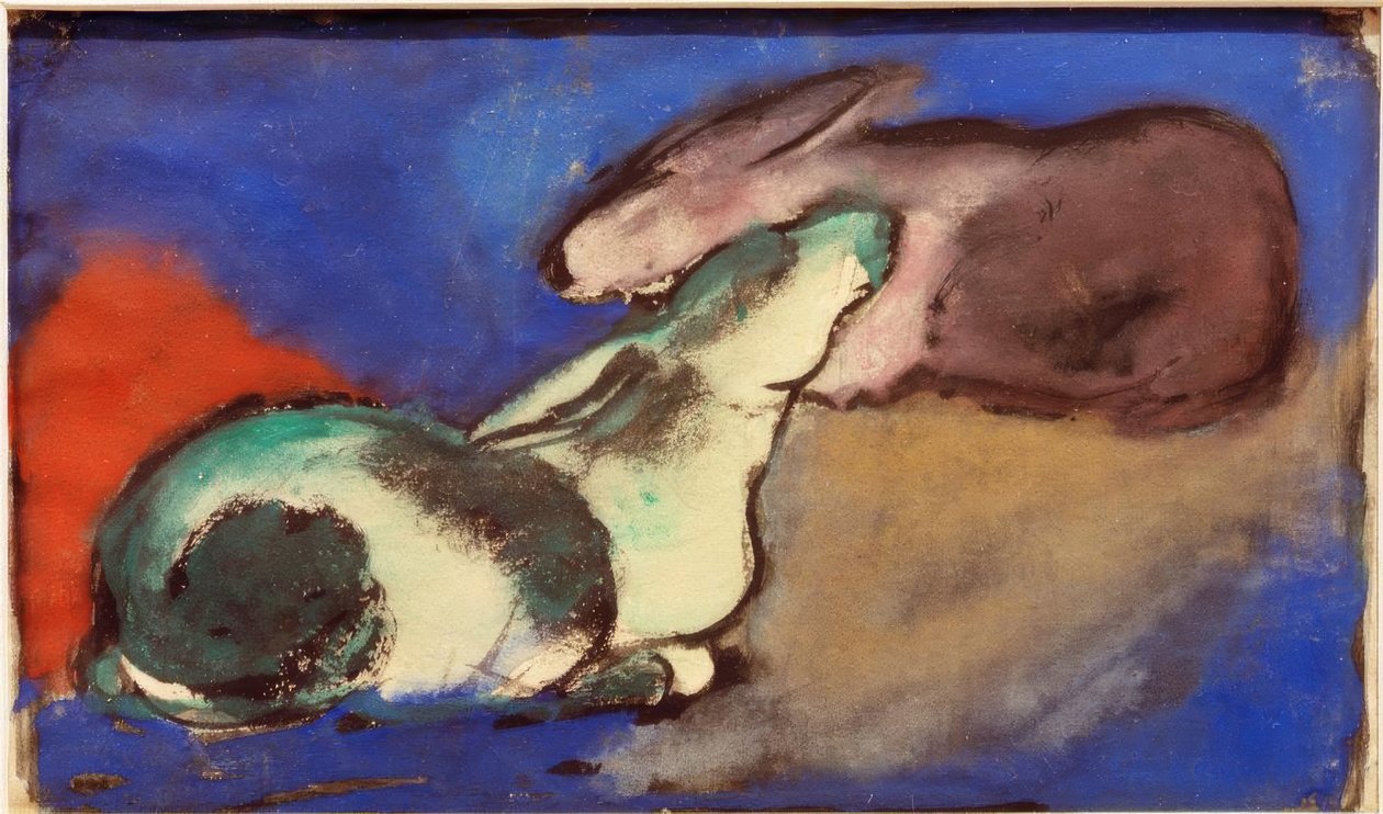 Dwie śpiące zające autorstwa Franz Marc