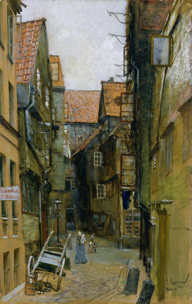 Ulica Matthiasstrasse w Hamburgu, 1891 r. autorstwa Franz Skarbina