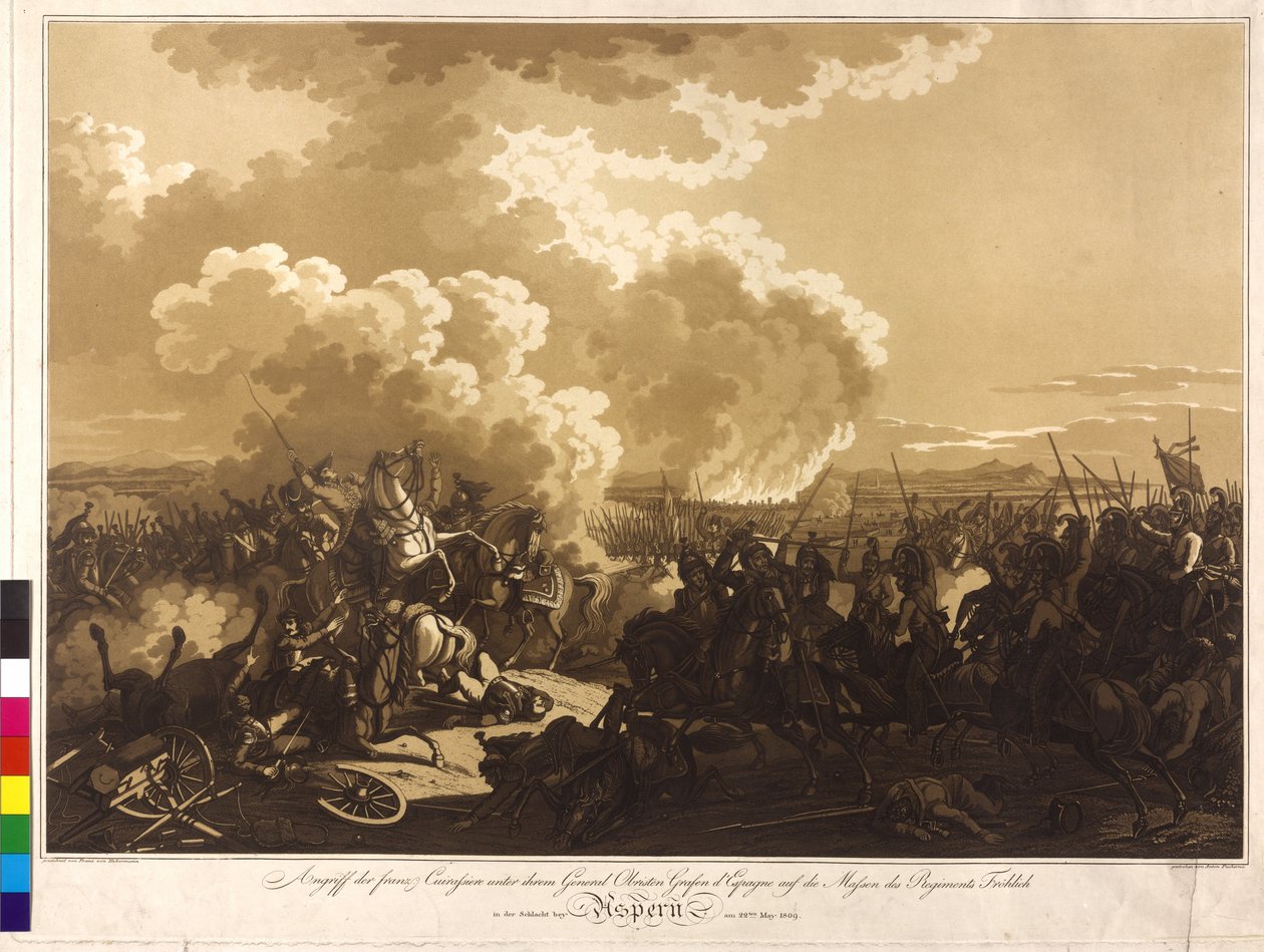 Bitwa pod Aspern 1809 (rycina) autorstwa Franz von Habermann