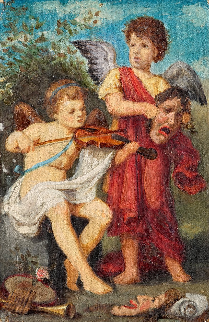 Muzyk putti z maskami autorstwa Franz von Matsch