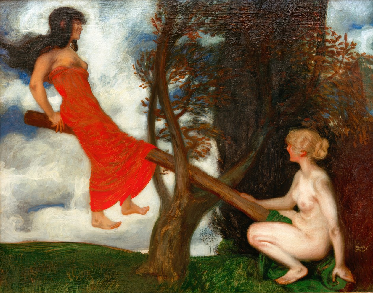 Huśtawka autorstwa Franz von Stuck