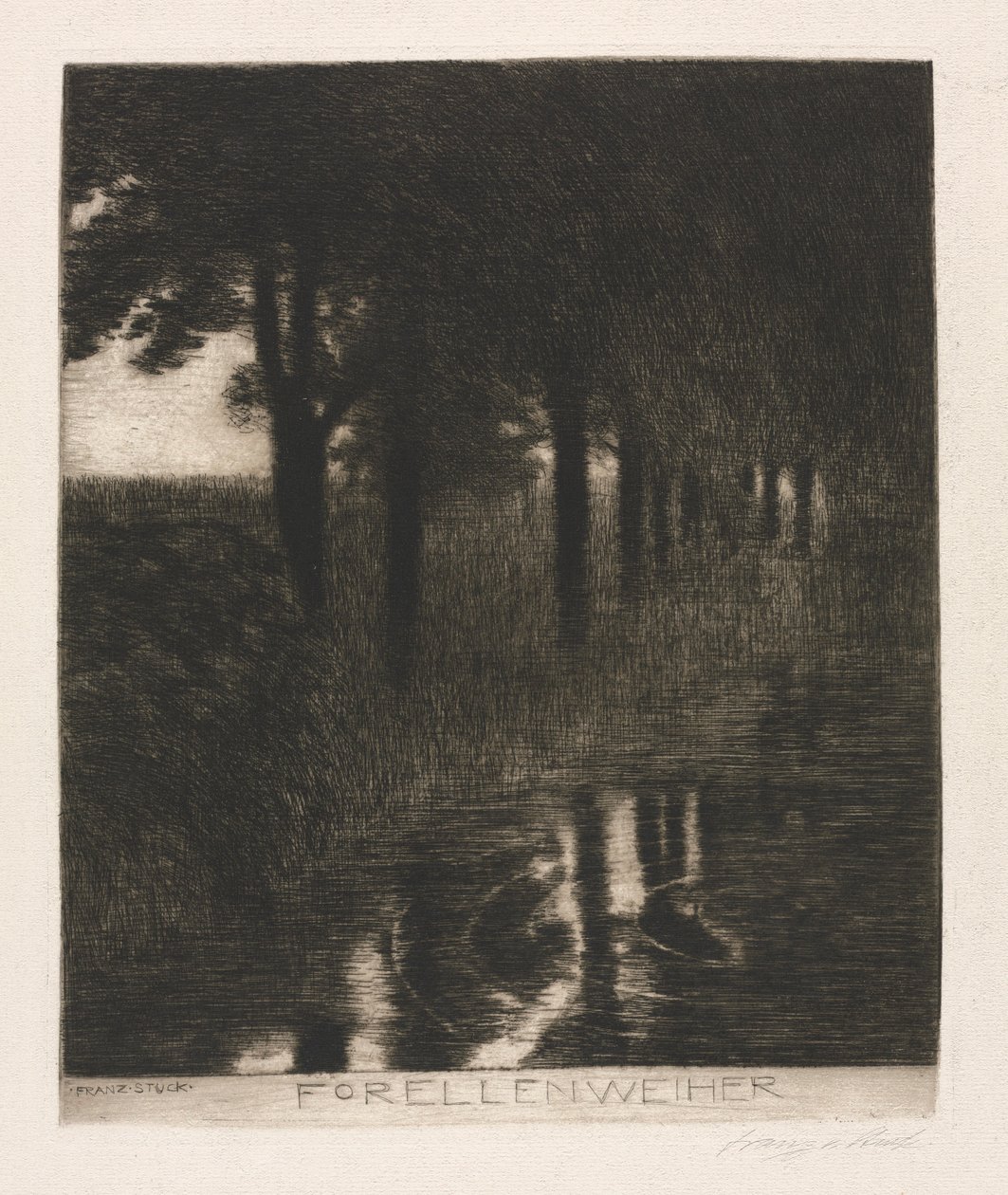 Staw pstrągowy. autorstwa Franz von Stuck