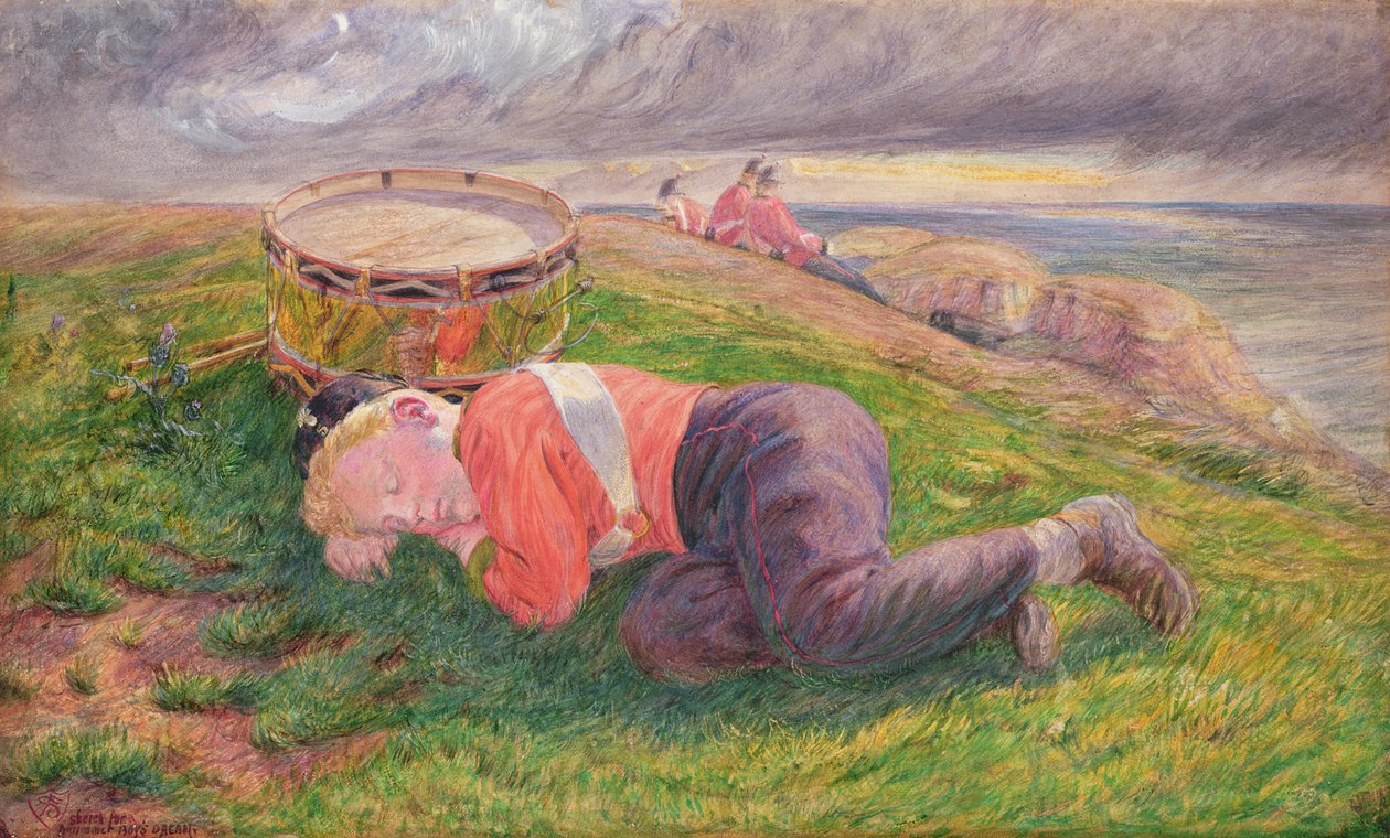 Szkic do „Snu bębniarza” (zob. 22623) autorstwa Frederic James Shields