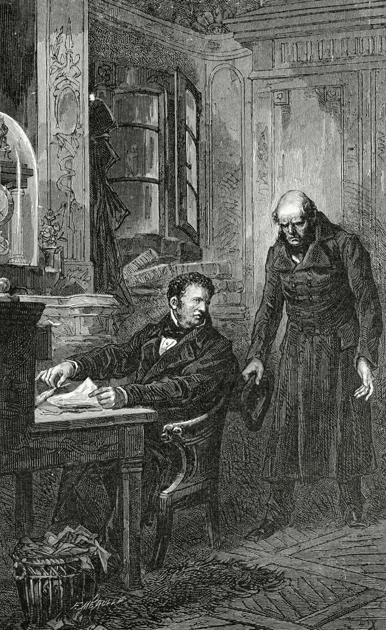 Ilustracja z Les Misérables, XIX w. (rycina bw) autorstwa Frederic Theodore Lix