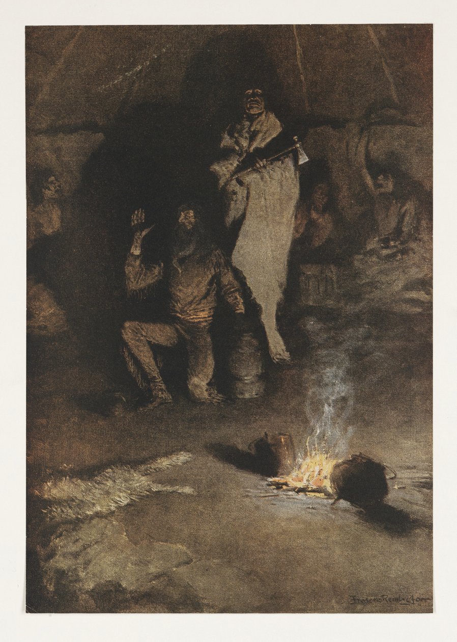 Strażnik handlarza whisky, z Colliers Weekly, wyd.1906 autorstwa Frederic Remington
