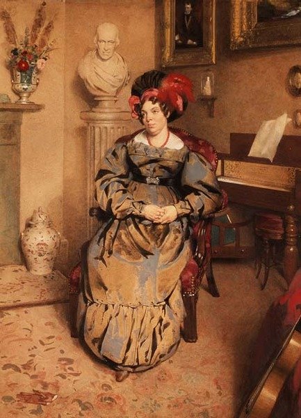 Portret siedzącej damy (akwarela) autorstwa Frederic Cruikshank