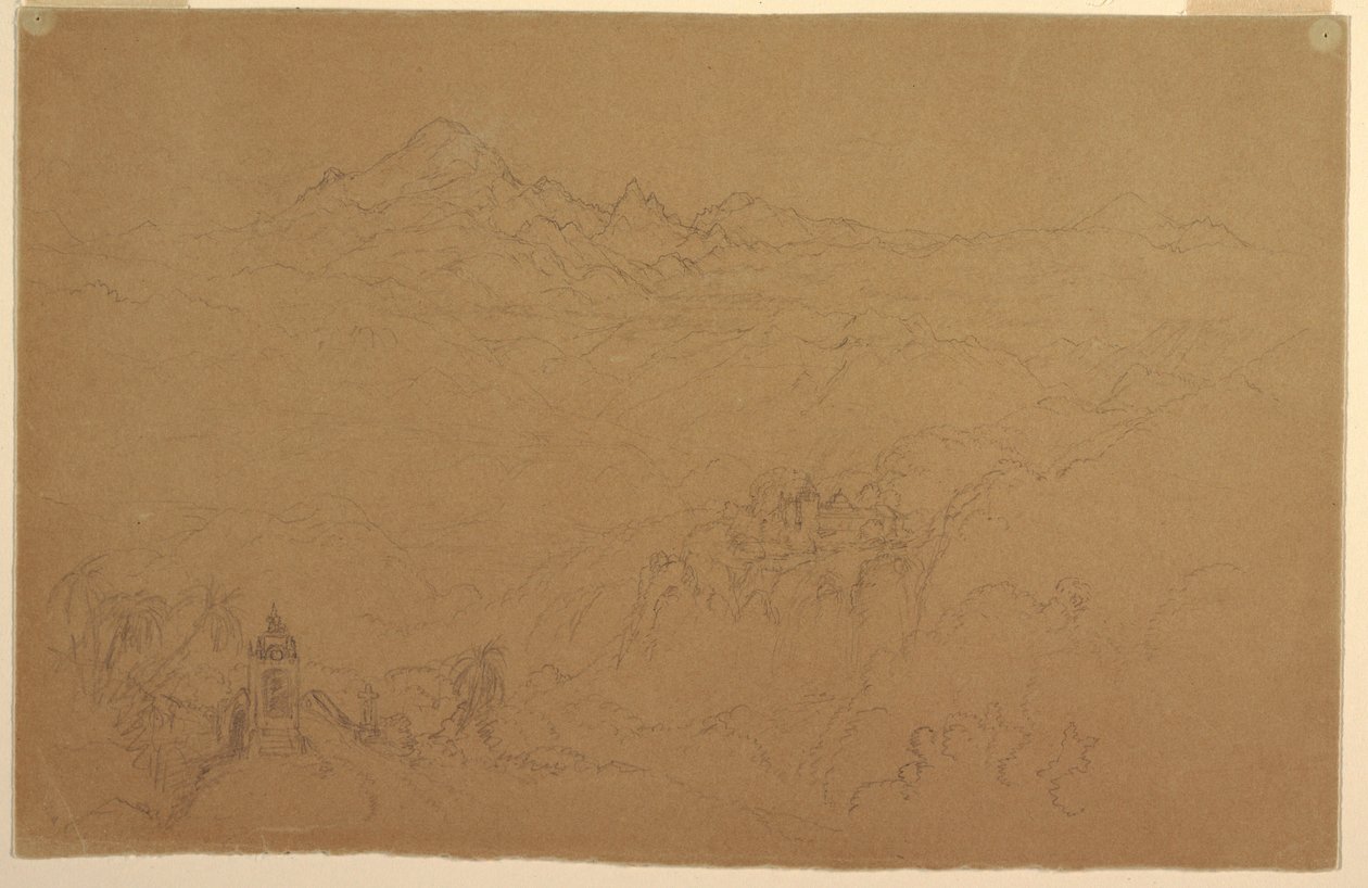 Rysunek, Krajobraz Andów, lipiec 1853 r. autorstwa Frederic Edwin Church