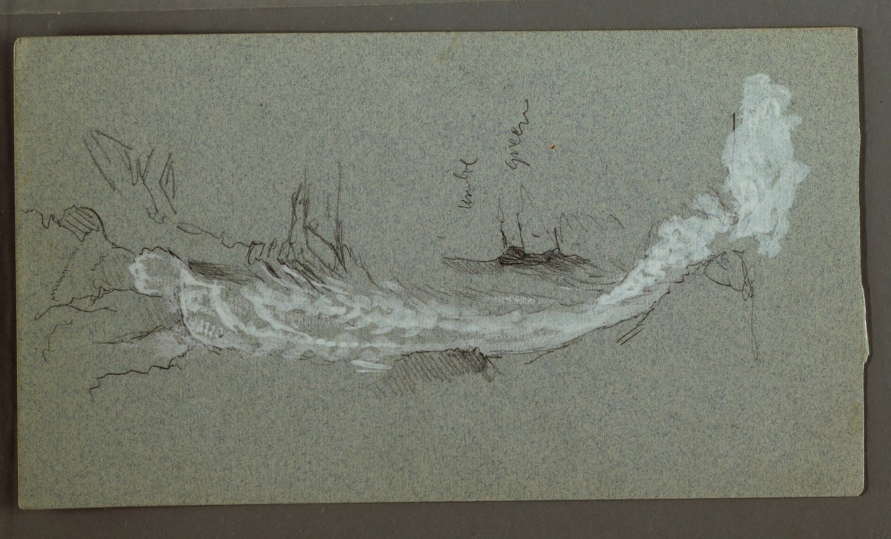 Rysunek, Kaskada, prawdopodobnie Konigssee, Bawaria, 1868 r. autorstwa Frederic Edwin Church