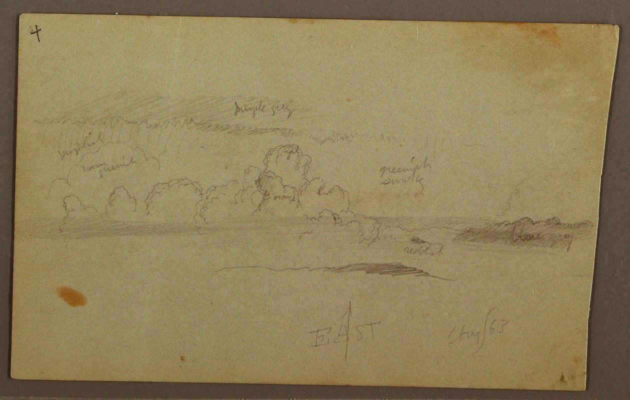 Rysunek, Chmury nad pasmem wzgórz, 1863 r. autorstwa Frederic Edwin Church