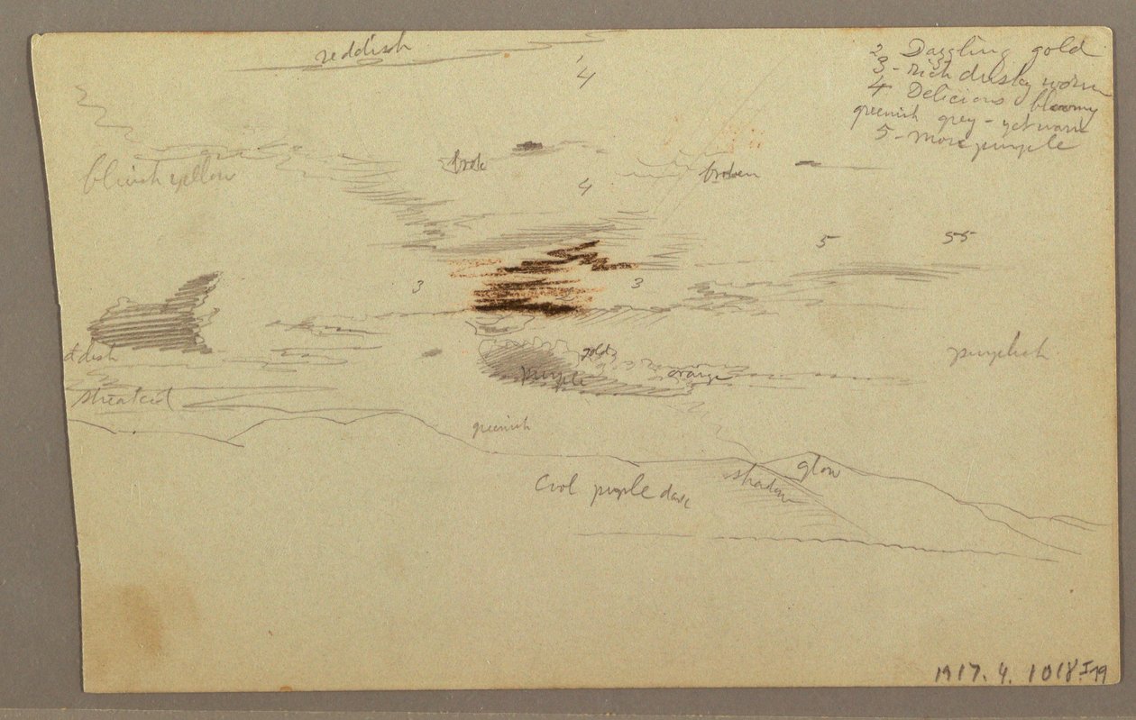 Rysunek, Chmury nad pasmem wzgórz, 1863 r. autorstwa Frederic Edwin Church