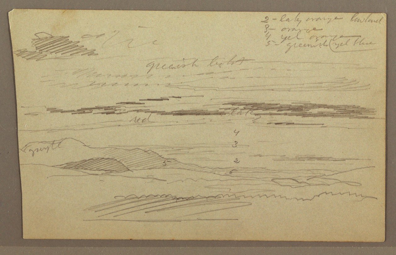 Rysunek, Zachmurzone niebo, prawdopodobnie lata 60. XIX wieku autorstwa Frederic Edwin Church