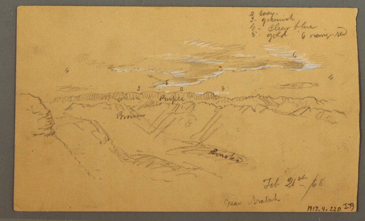Rysunek, Hillside, luty 1869  autorstwa Frederic Edwin Church