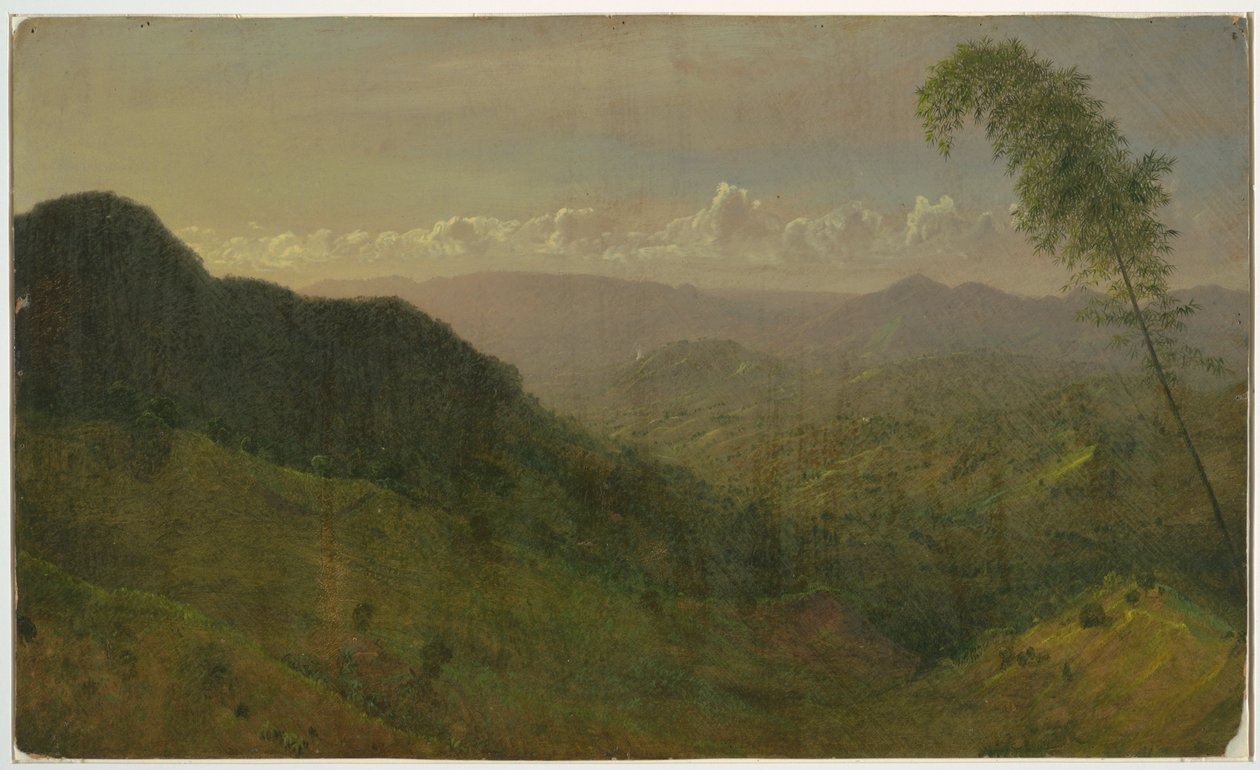 Rysunek, pagórkowaty krajobraz, 1865 r. autorstwa Frederic Edwin Church