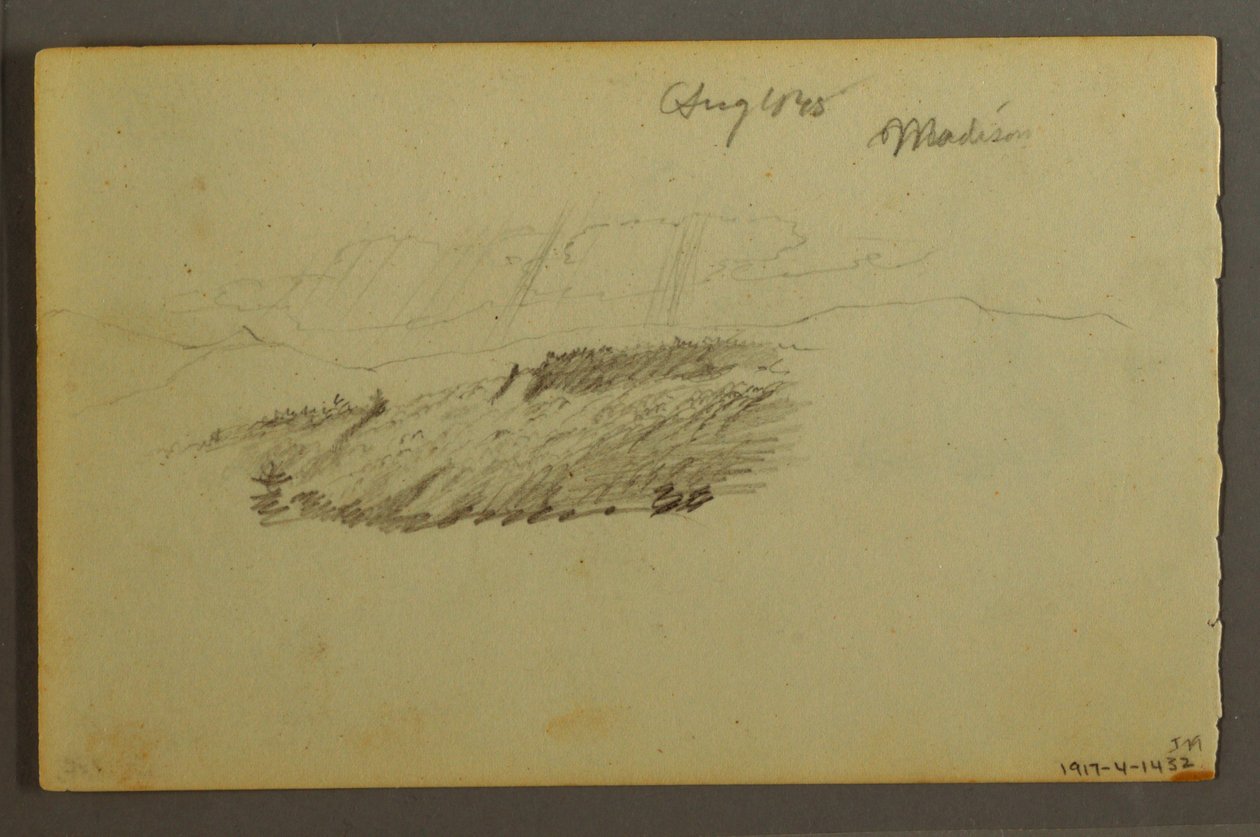 Rysunek, Dom, żaglówka, roślina, wrzesień 1844 r. autorstwa Frederic Edwin Church