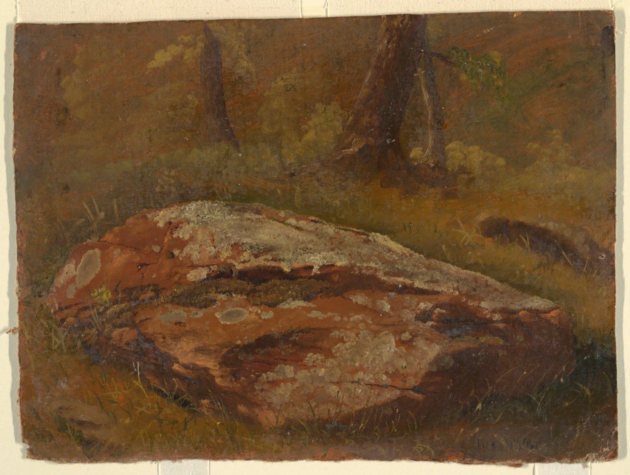 Rysunek, Mossy Rock, sierpień 1845 r. autorstwa Frederic Edwin Church