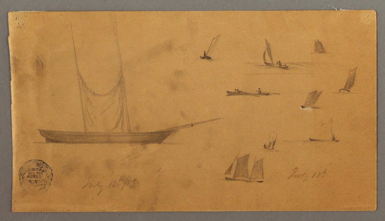 Rysunek, studia nad żaglówką, 12-13 lipca 1859 r. autorstwa Frederic Edwin Church