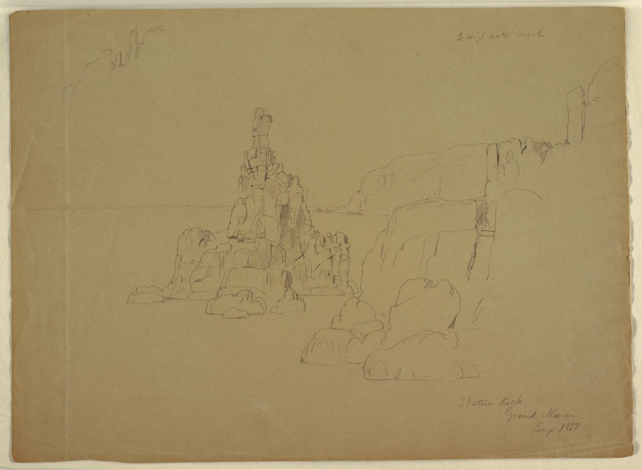 Rysunek "Statua Rock", wrzesień 1851 r. autorstwa Frederic Edwin Church