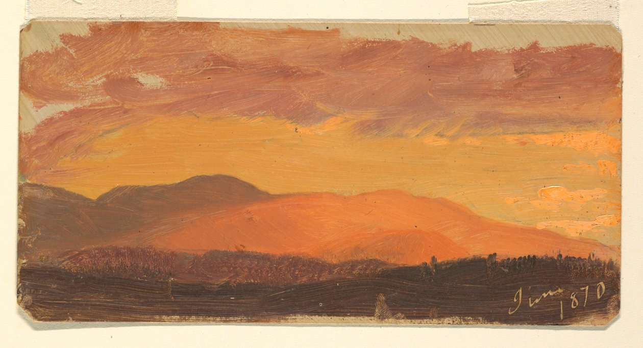 Rysunek, zachód słońca, dolina Hudson, czerwiec 1870 r. autorstwa Frederic Edwin Church