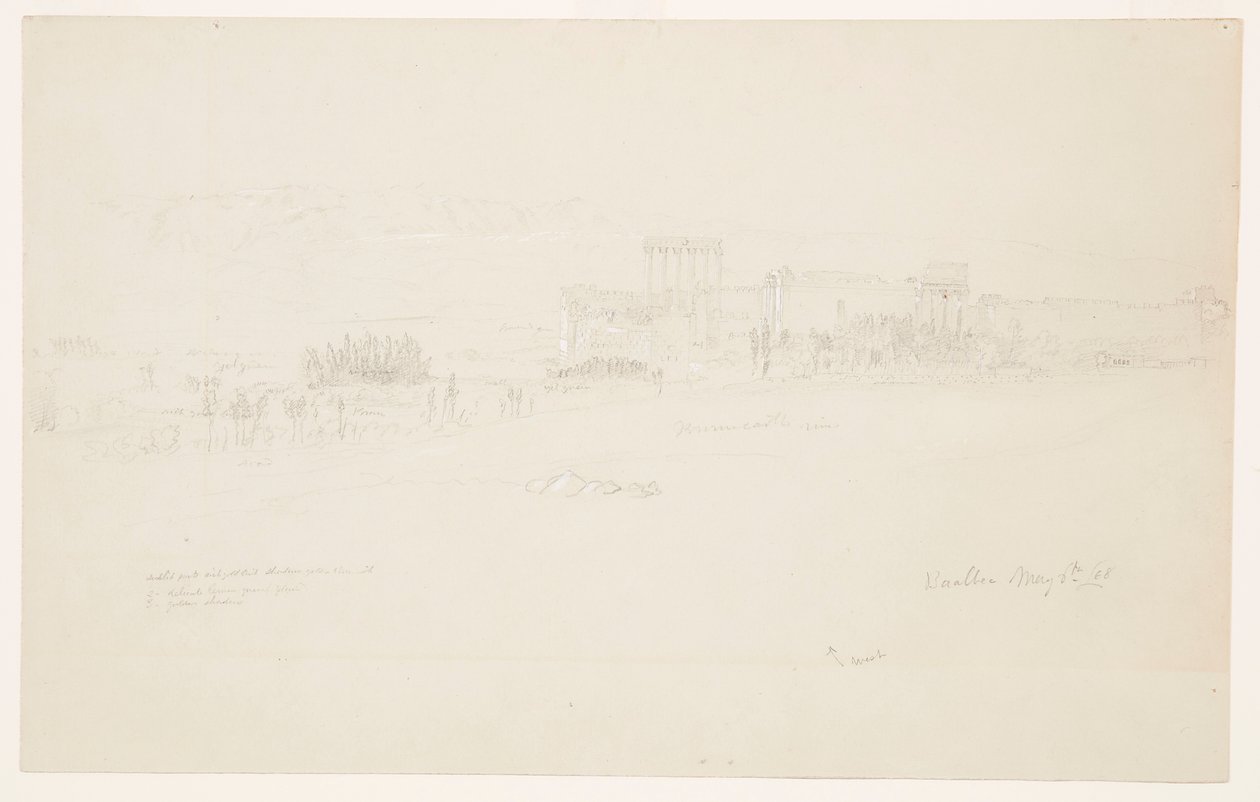 Rysunek, świątynie, Baalbek, 6 maja 1868 r. autorstwa Frederic Edwin Church