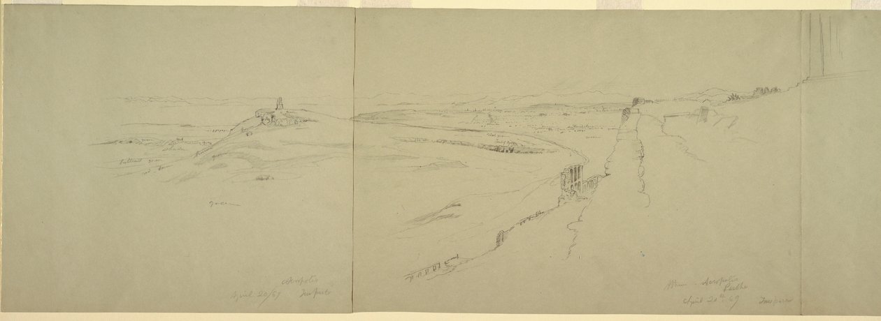 Rysunek, Widok z Akropolu, 1869 r. autorstwa Frederic Edwin Church