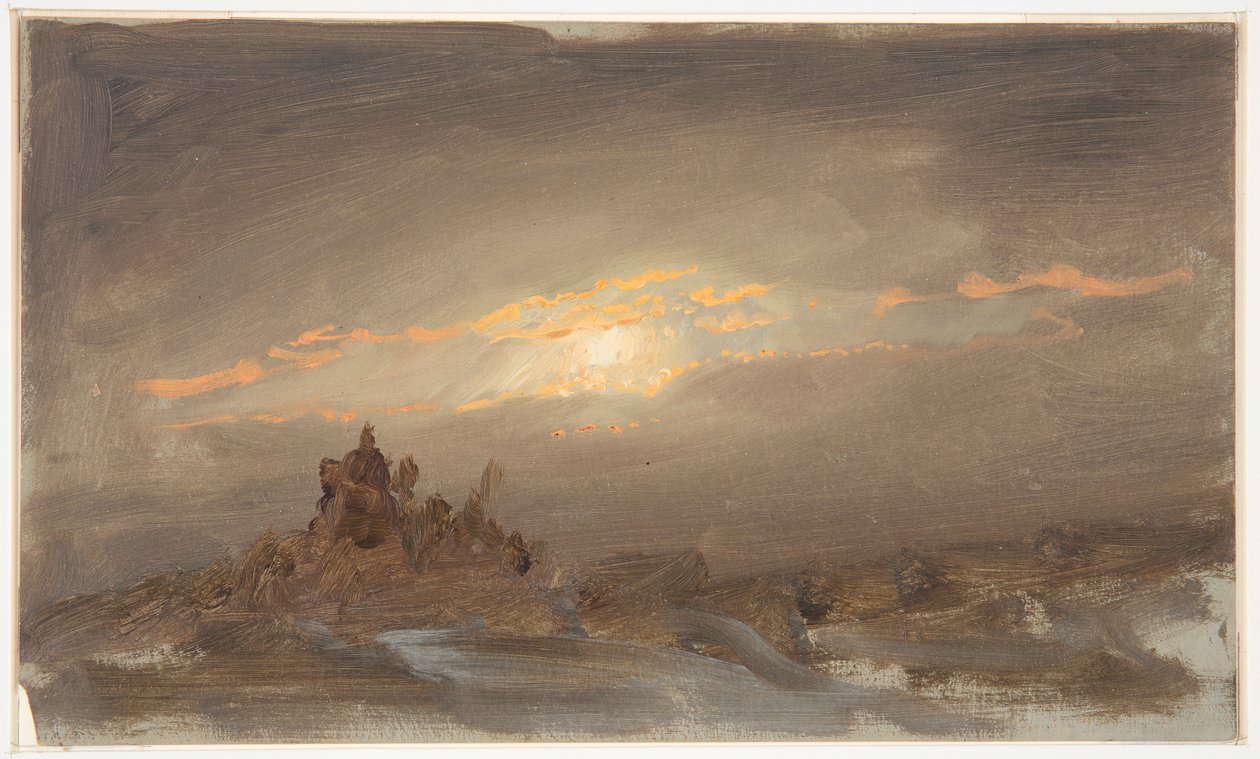 Zimowy krajobraz w świetle księżyca autorstwa Frederic Edwin Church