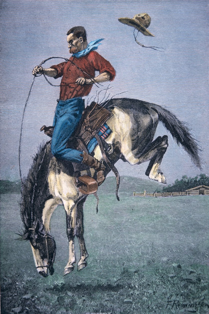 Bronco-Buster (kolorowy grawerunek) autorstwa Frederic Remington