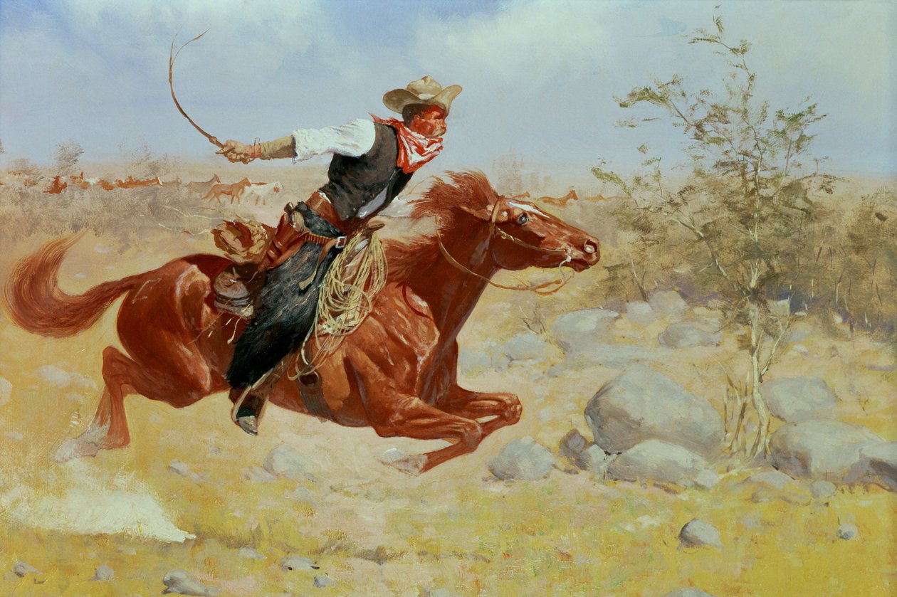 Galopujący jeździec, ok. 1890 r autorstwa Frederic Remington