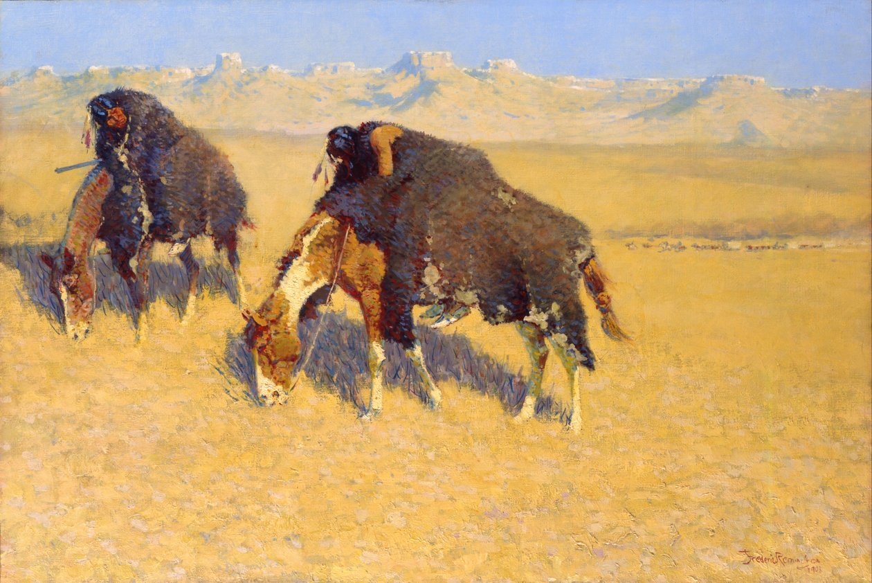 Indianie symulujący bizony autorstwa Frederic Remington