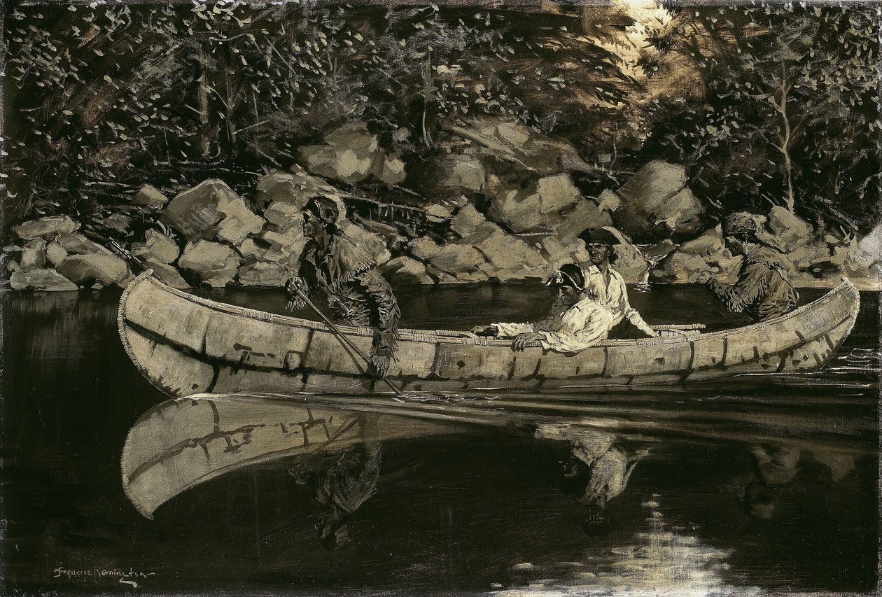 Wiosłowanie rannego brytyjskiego oficera autorstwa Frederic Remington