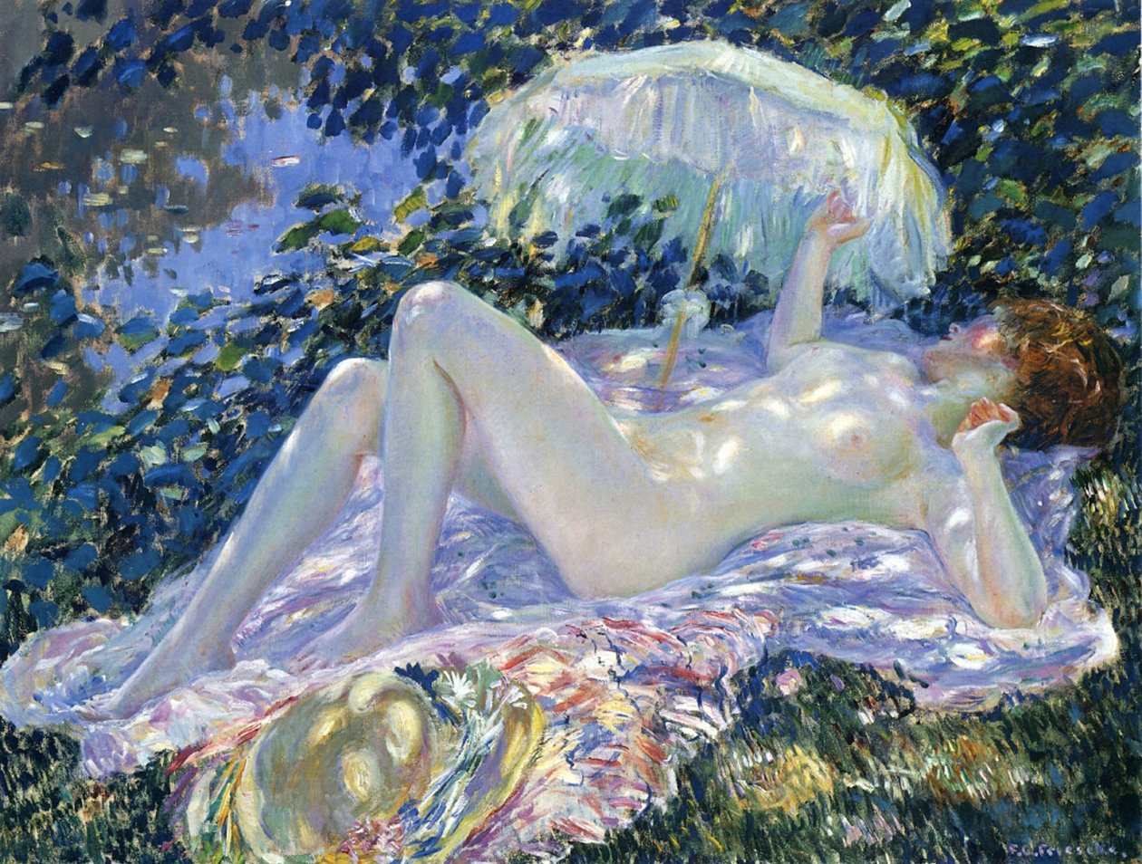 Opalanie, ok. 1913 autorstwa Frederick Carl Frieseke