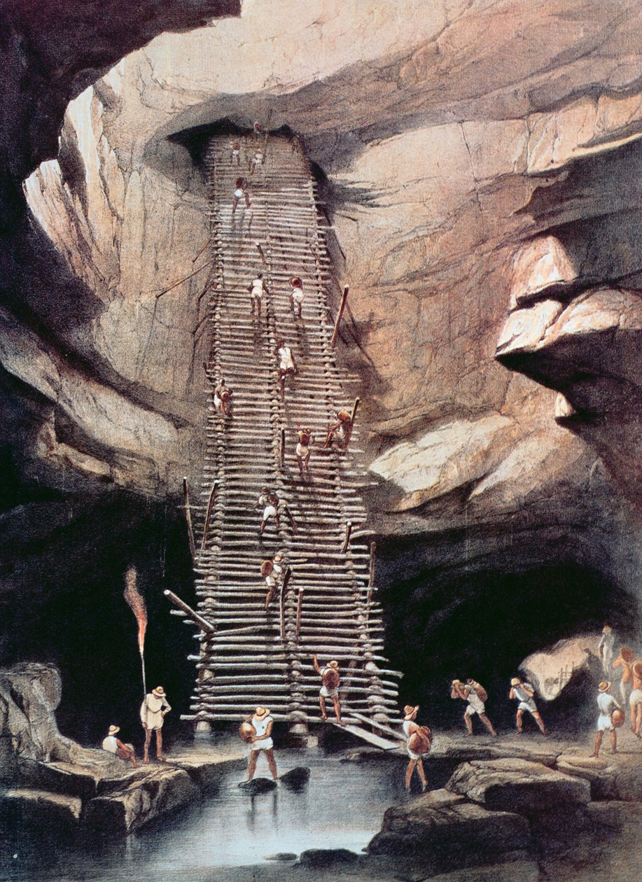 Otchłań Bolonchen, stan Campeche, Meksyk, 1844 (kolorowa lito) autorstwa Frederick Catherwood