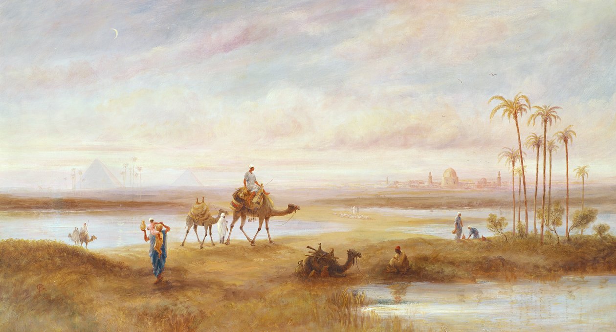 Figury i wielbłądy w oazie autorstwa Frederick Goodall