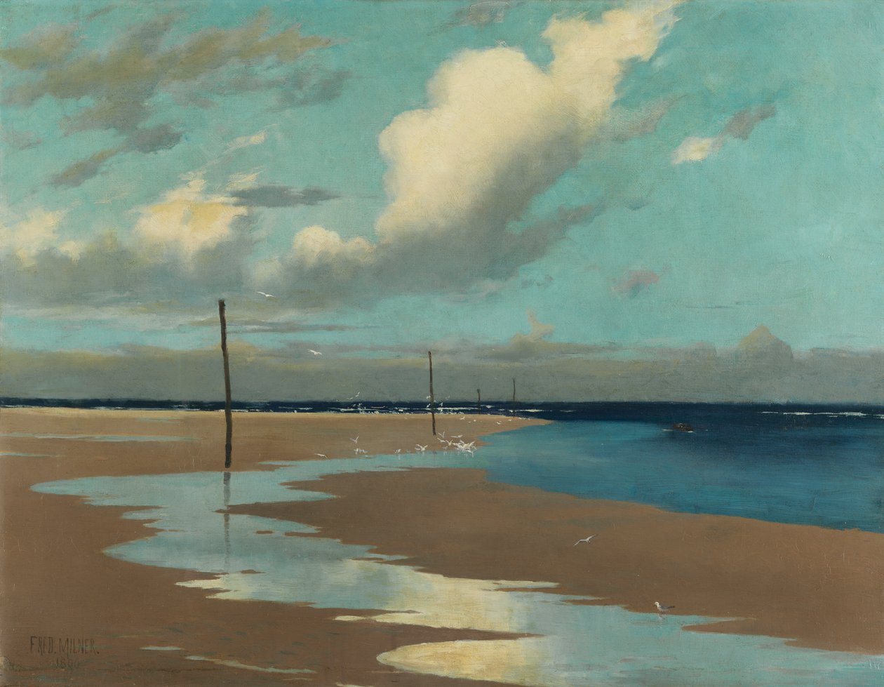 Plaża podczas odpływu, 1890 autorstwa Frederick Milner