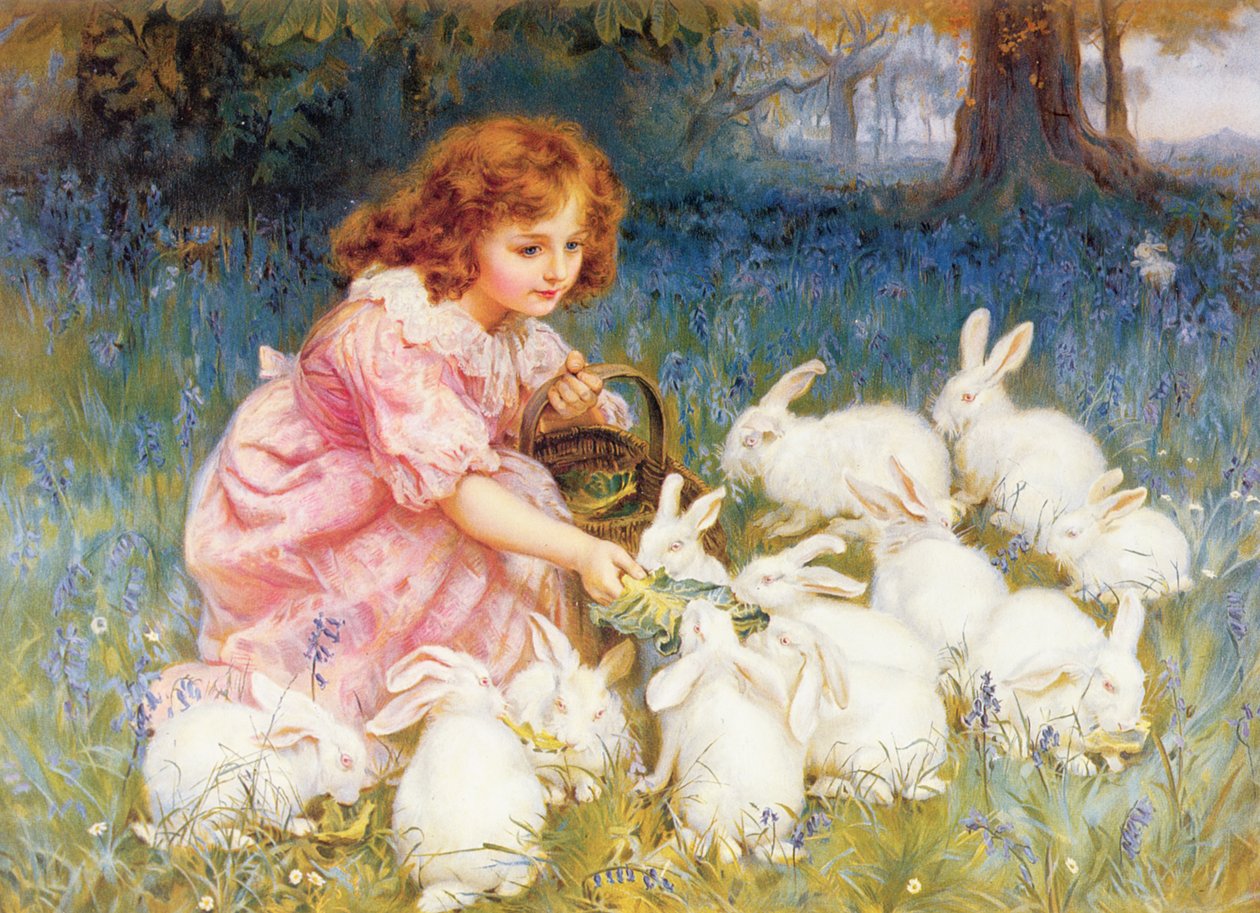 Karmienie królików autorstwa Frederick Morgan