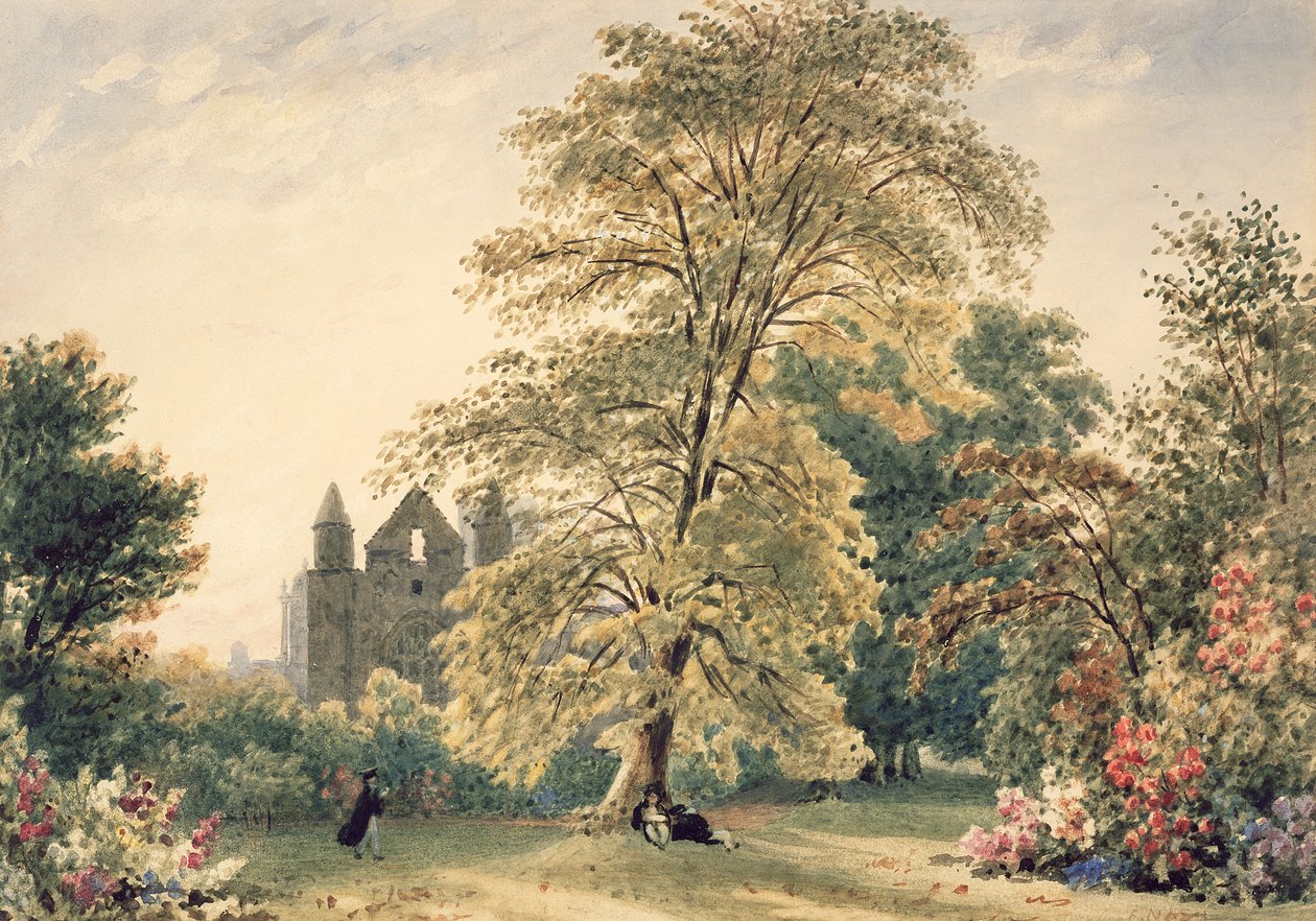 New College Gardens w Oksfordzie, 1831 autorstwa Frederick Nash