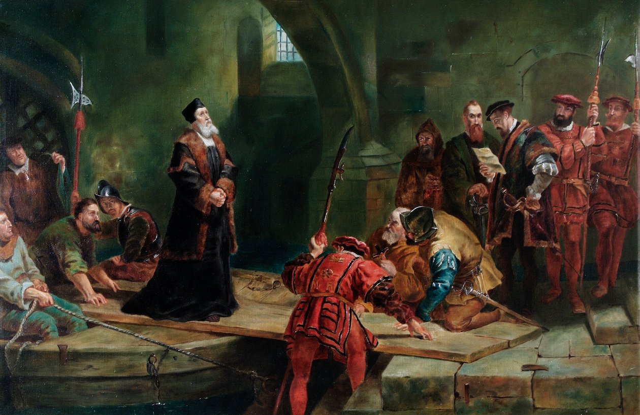 Thomas Cranmer przy Bramie Zdrajców autorstwa Frederick (after) Goodall