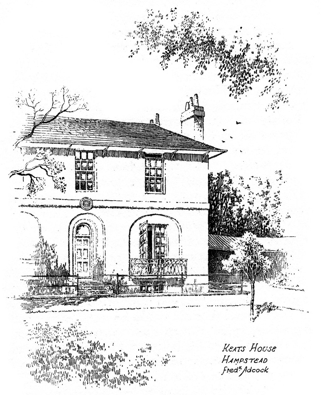 Keats House, Hampstead, Londyn, 1912. autorstwa Frederick Adcock