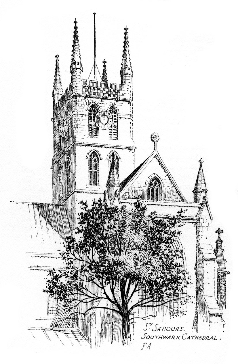 Katedra w Southwark, Londyn, 1912 autorstwa Frederick Adcock