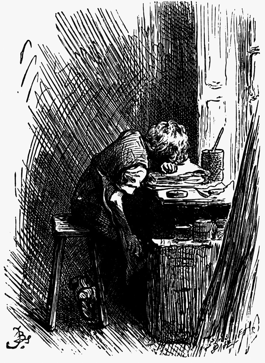 Dickens w czarnym magazynie, lata 80. XIX wieku autorstwa Frederick Barnard