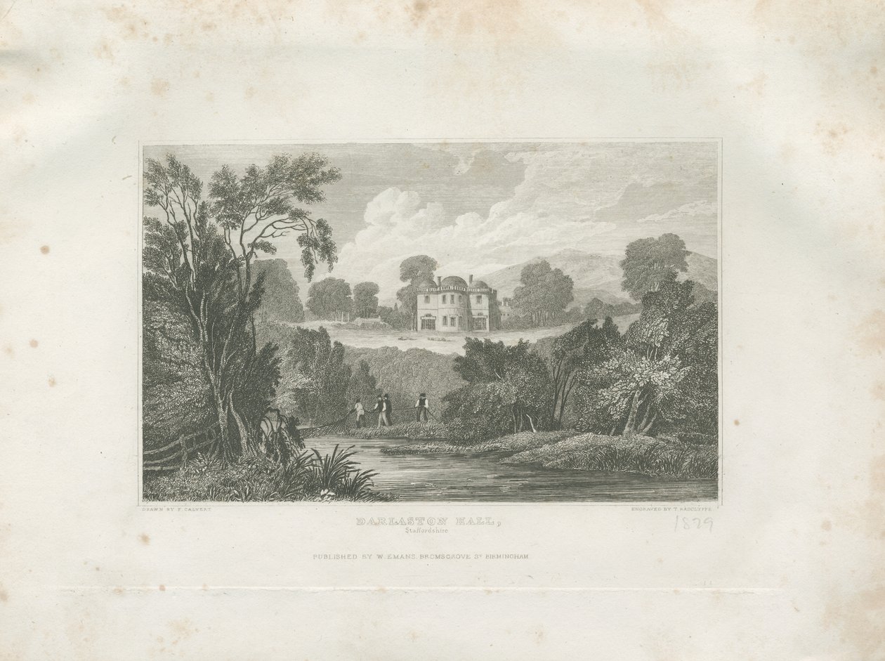 Barlaston Hall: grawerowanie i [XIX wiek] autorstwa Frederick Calvert