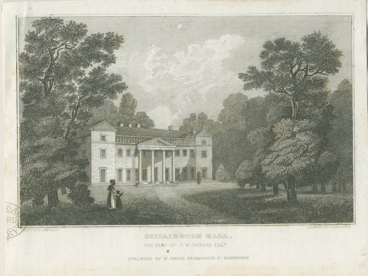 Chillington Hall: grawerowanie, bd [1830] (druk) autorstwa Frederick Calvert