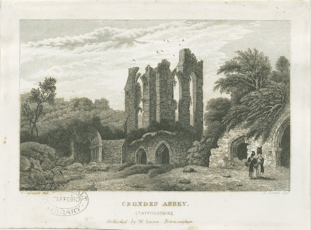 Opactwo Croxden: rycina, bd [ok. 1830] (druk) autorstwa Frederick Calvert
