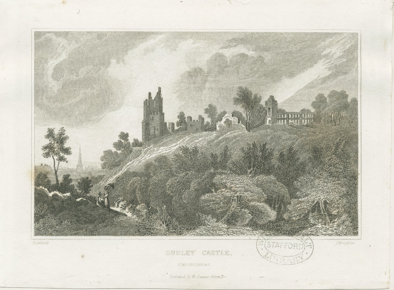 Zamek Dudley: grawerowanie i [XIX wiek] autorstwa Frederick Calvert