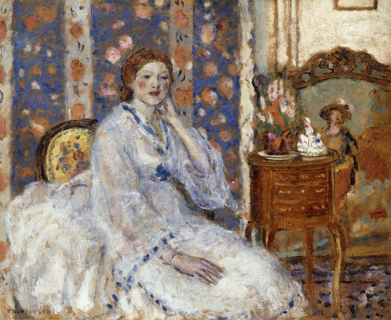 Kobieta siedząca w fotelu autorstwa Frederick Carl Frieseke