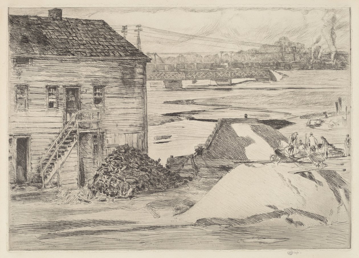 Odpływ, most Cos Cob, 1915. autorstwa Frederick Childe Hassam
