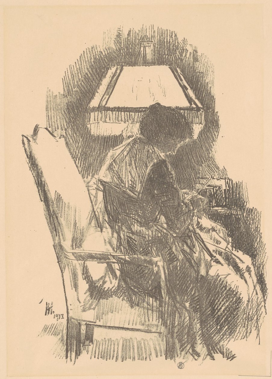Pani Hassam Knitting duża, 1918. autorstwa Frederick Childe Hassam